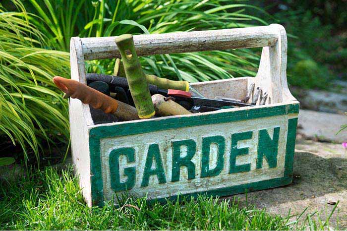 Sorting how to pack garden tools for moving