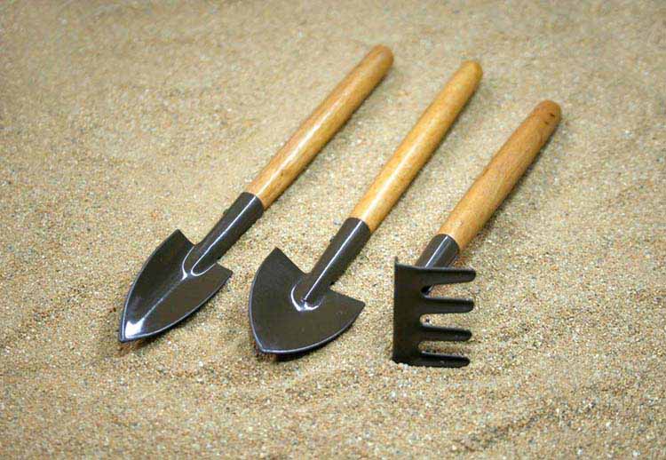 Garden tools with wooden handle